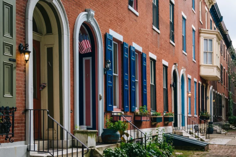 Historic brick rowhomes in Spring Garden Philadelphia